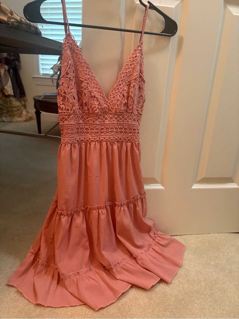 Backless Tie-Front Sundress in Dusty Rose - Picture 3 of 6